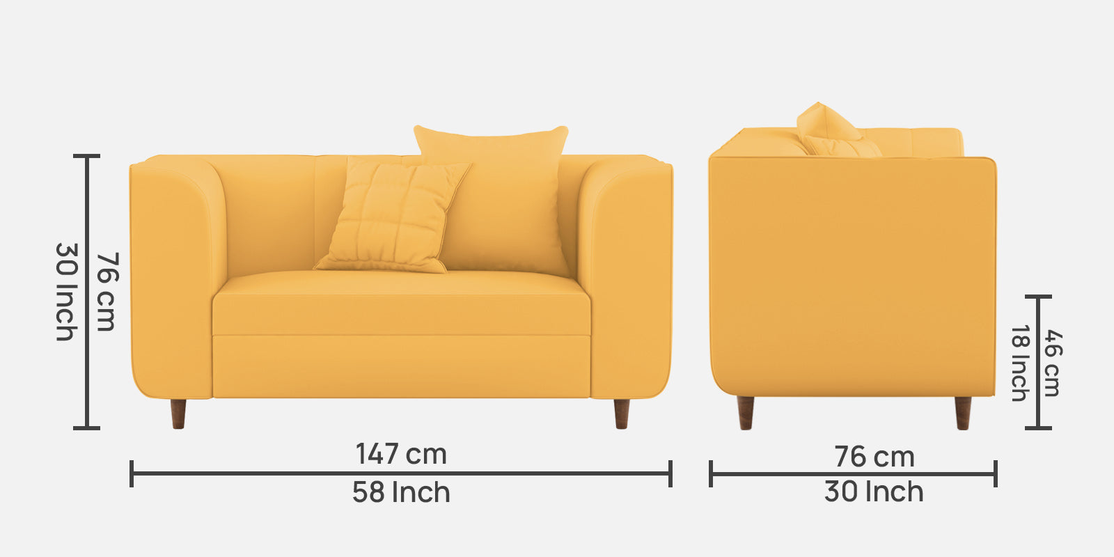Sumo Velvet 2 Seater Sofa In Turmeric yellow Colour - Febonic Living