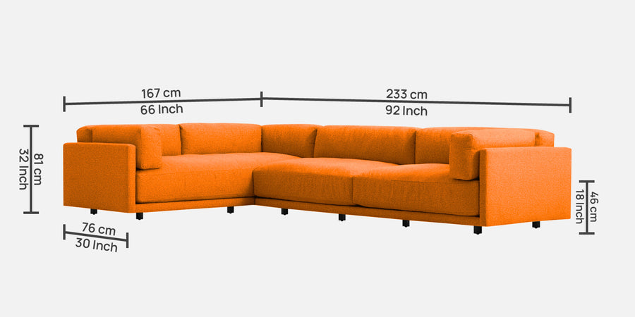 Nixon Fabric 6 Seater Rhs Corner Sofa In Vivid Orange Colour - Febonic Living