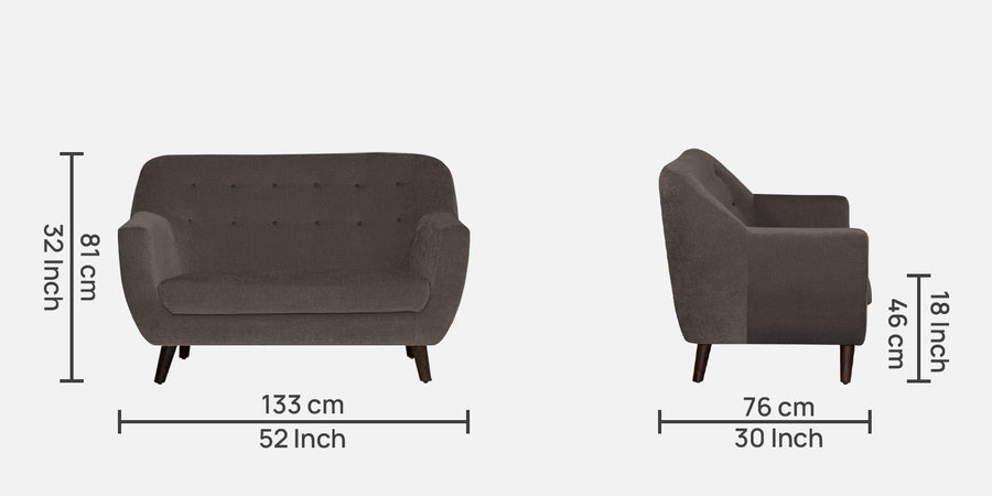 German Fabric 2 Seater Sofa In Caspa Brown Colour - Febonic Living