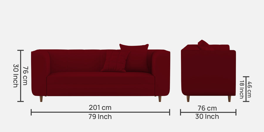 Sumo Velvet 3 Seater Sofa In Cherry Red Colour - Febonic Living