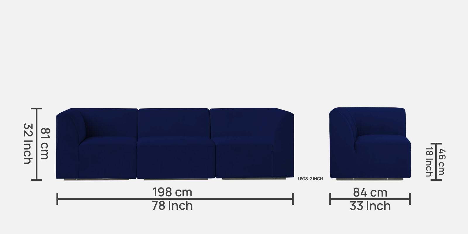 Bufa Velvet 3 Seater Sofa in Royal blue Colour