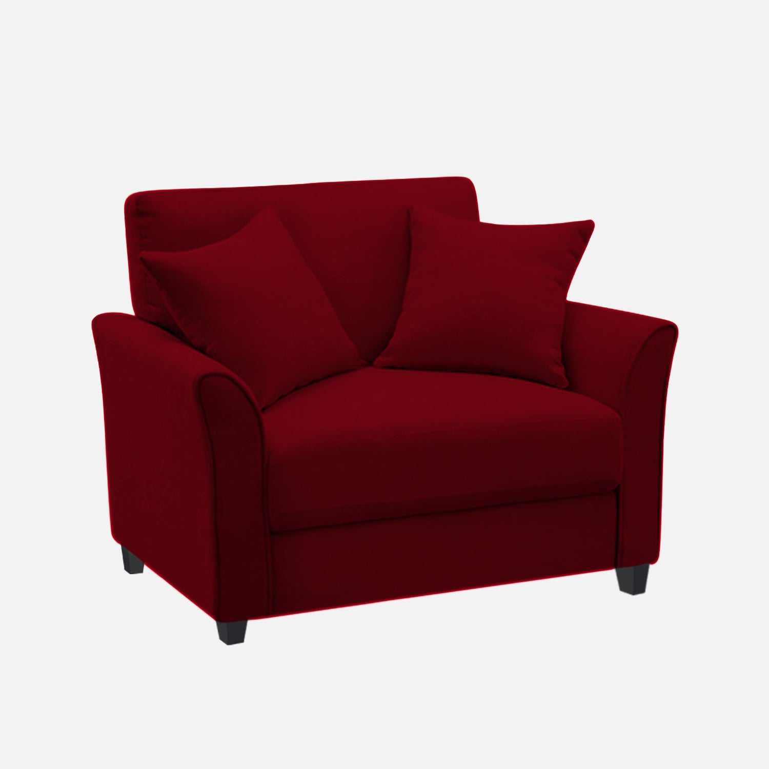 Daroo Velvet 1 Seater Sofa In Cherry Red Colour