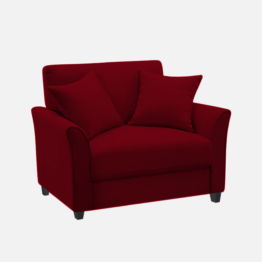 Daroo Velvet 1 Seater Sofa In Cherry Red Colour - Febonic Living