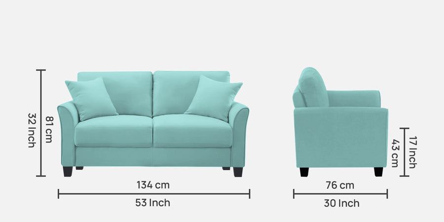 Daroo Velvet 2 Seater Sofa In Barmunda Aqua Colour - Febonic Living