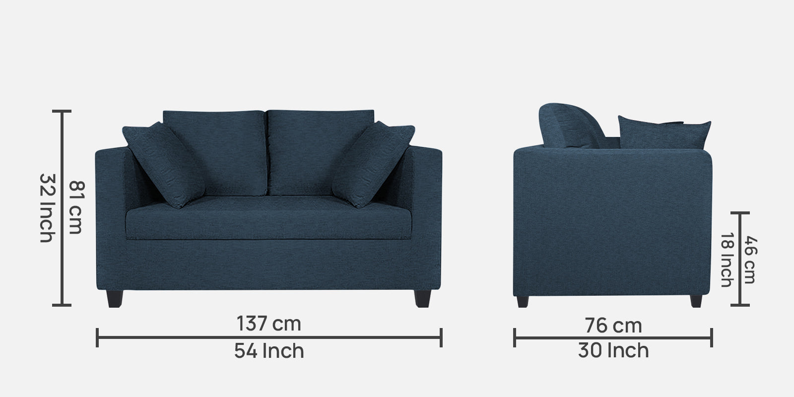 Nuska Fabric 2 Seater Sofa In Light Blue Colour - Febonic Living