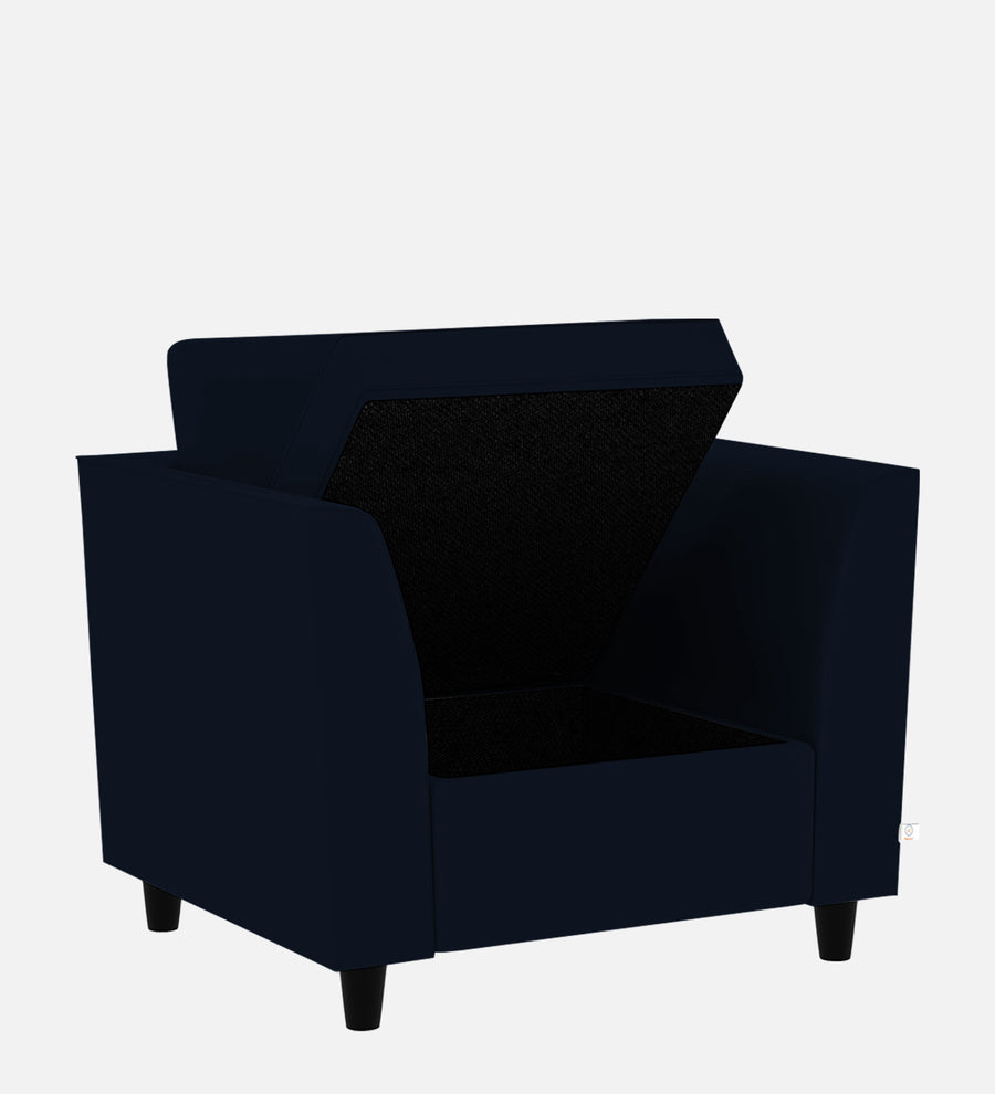 Bristo Velvet 1 Seater Sofa In Dark Blue Colour With Storage - Febonic Living