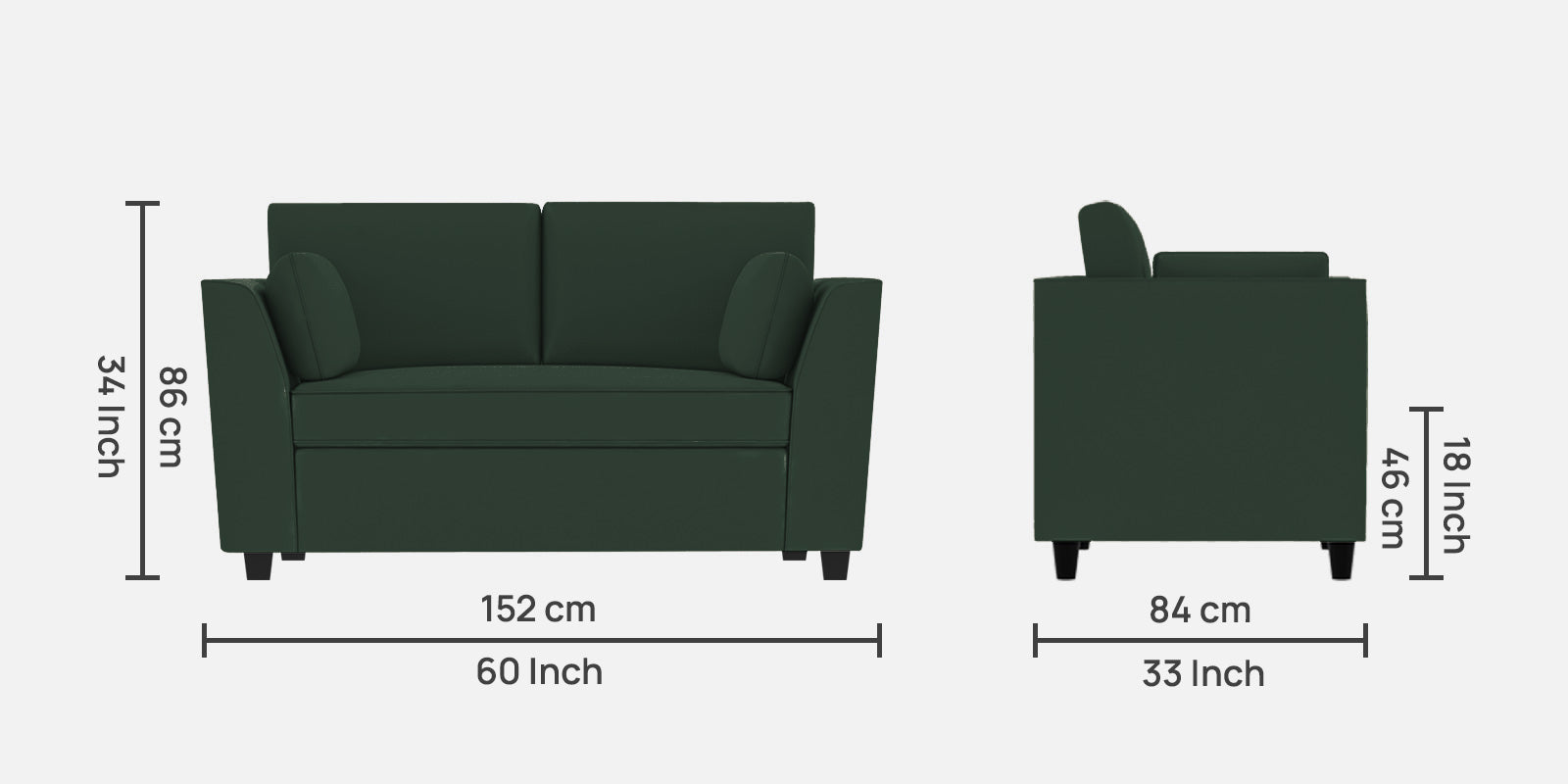 Bristo Velvet 2 Seater Sofa in Amazon Green Colour With Storage