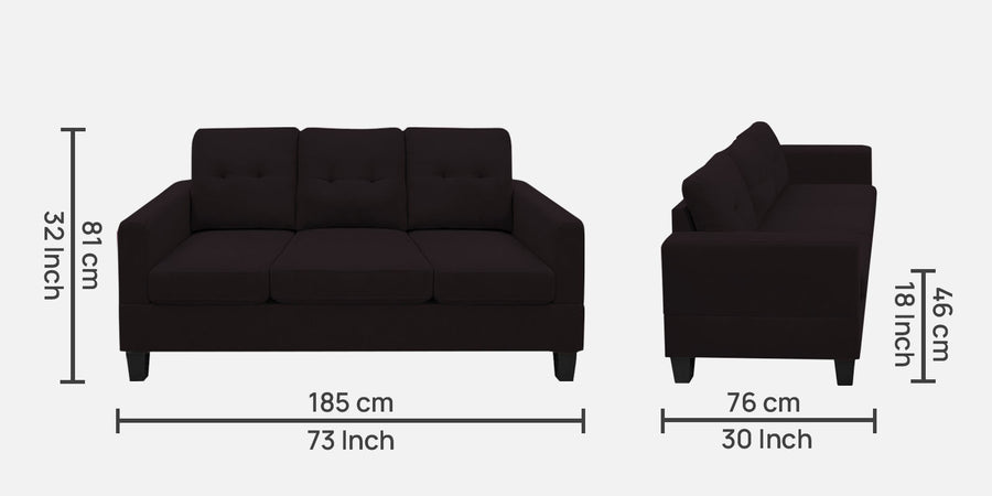 Thomas Fabric 3 Seater Sofa In Cara Brown Colour - Febonic Living