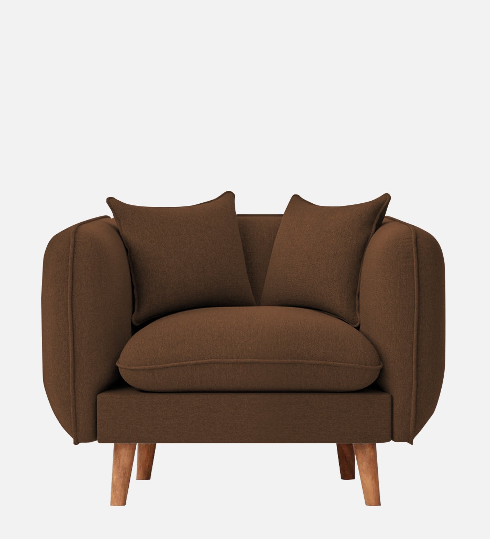 Reva Fabric 1 Seater Sofa In Chestnut Brown Colour