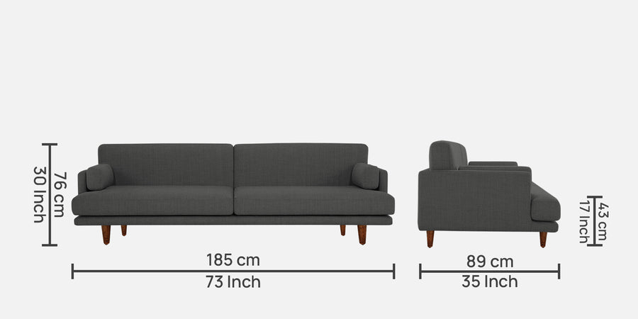 Ricky Fabric 3 Seater Sofa In Charcoal Grey Colour - Febonic Living