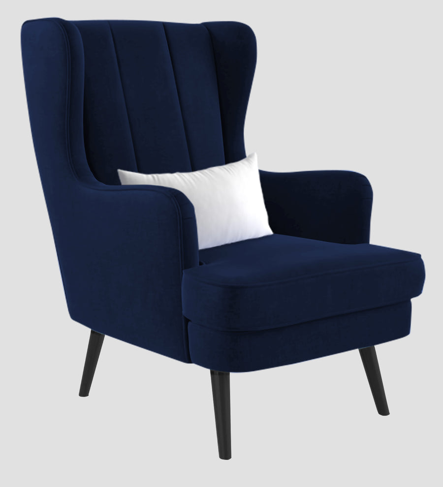 Niya Velvet Wing Chair In Indigo Blue Colour - Febonic Living