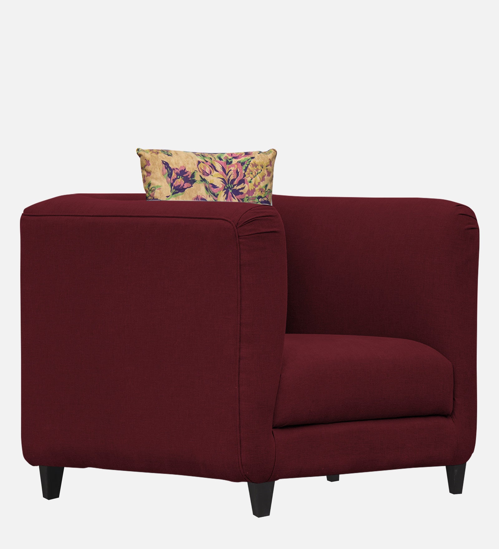 Niki Fabric 1 Seater Sofa in Blood Maroon Colour