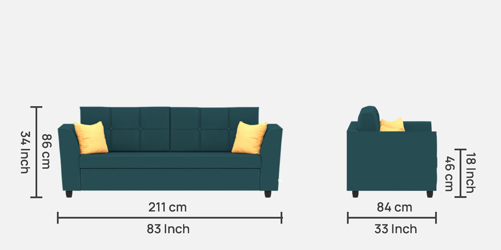 Nestin Velvet 3 Seater Sofa in Arabian Green Colour