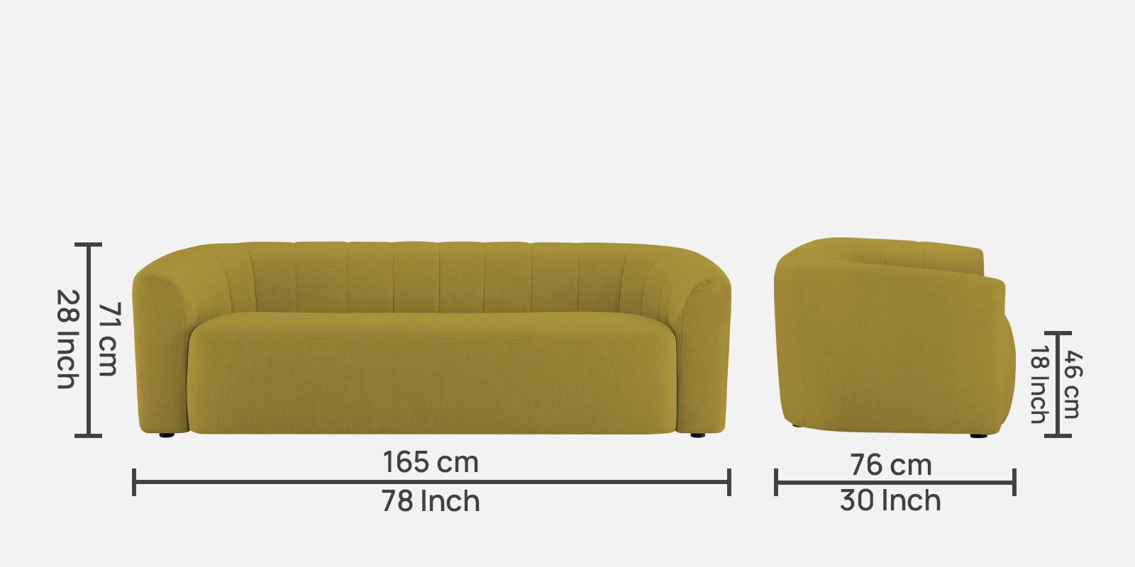 Mara Fabric 3 Seater Sofa In Parrot Green Colour