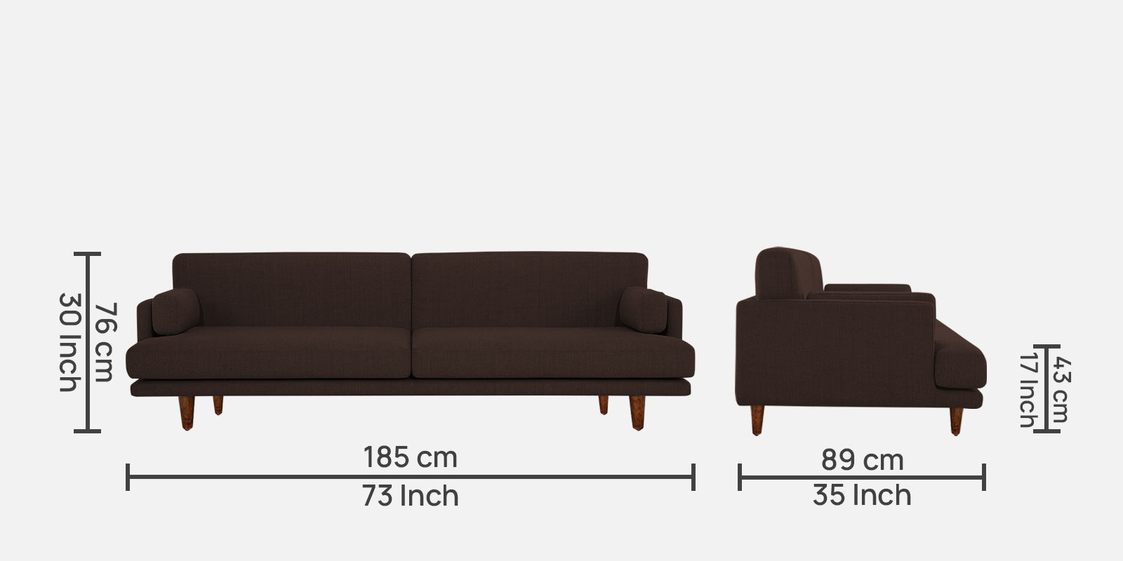 Ricky Fabric 3 Seater Sofa in coffee brown Colour