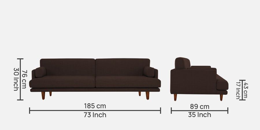 Ricky Fabric 3 Seater Sofa In Coffee Brown Colour - Febonic Living