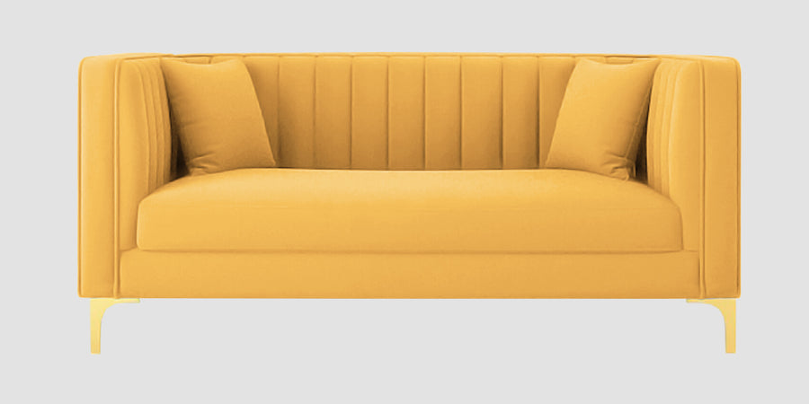 Saban Velvet 2 Seater Sofa In Turmeric Yellow Colour - Febonic Living