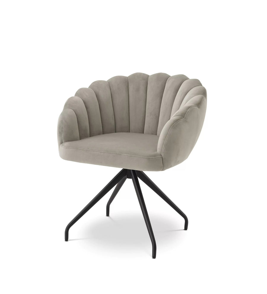 Bruno Velvet Swivel Chair In Cream Beige Colour - Febonic Living
