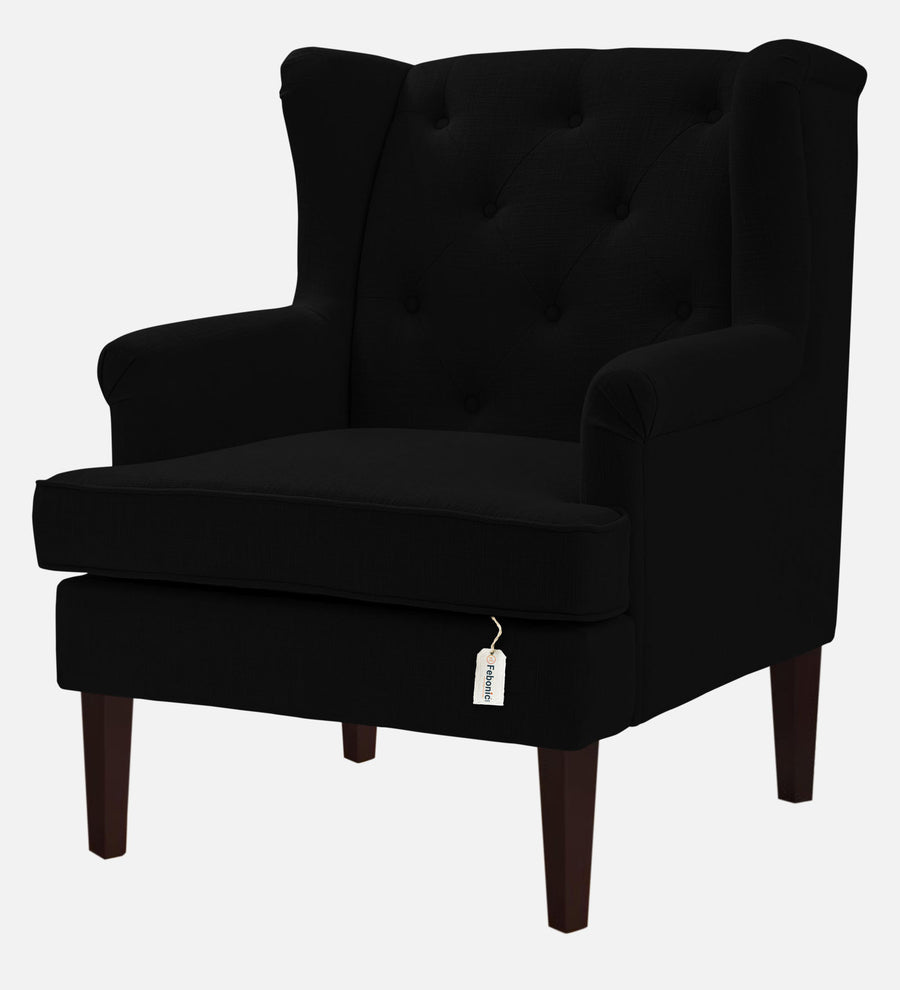 Deyuk Fabric Wing Chair In Zed Black Colour - Febonic Living