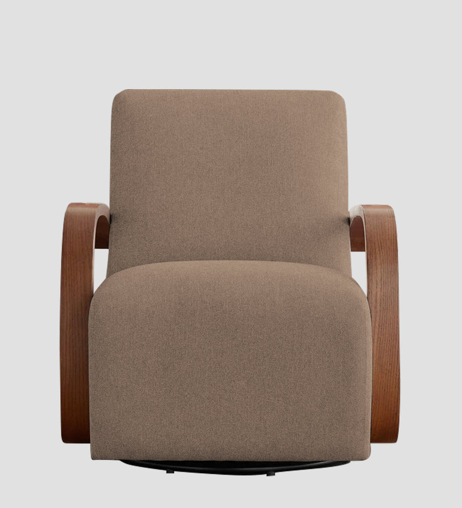 Balma Fabric Swivel Chair In Cookie Beige Colour - Febonic Living