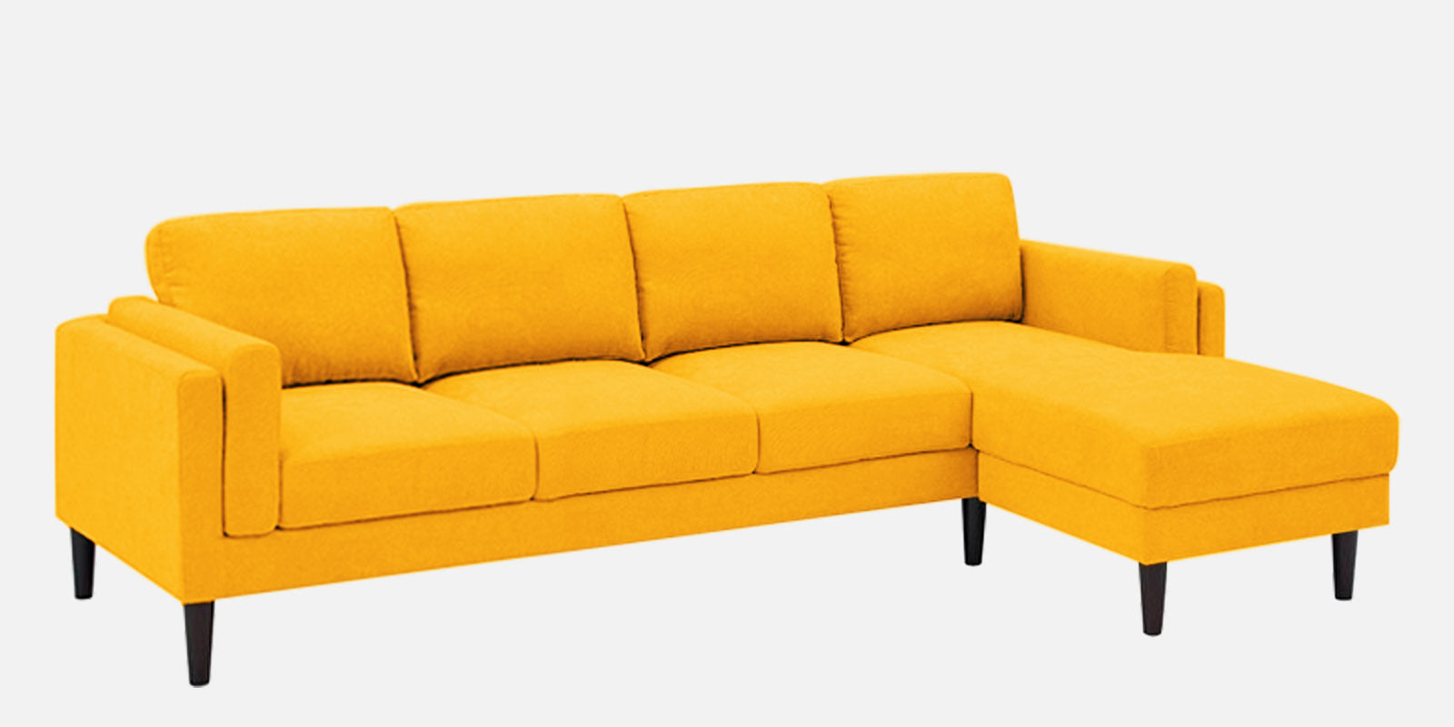 Creata Fabric LHS Sectional Sofa (3+Lounger) in Bold Yellow Colour by Febonic