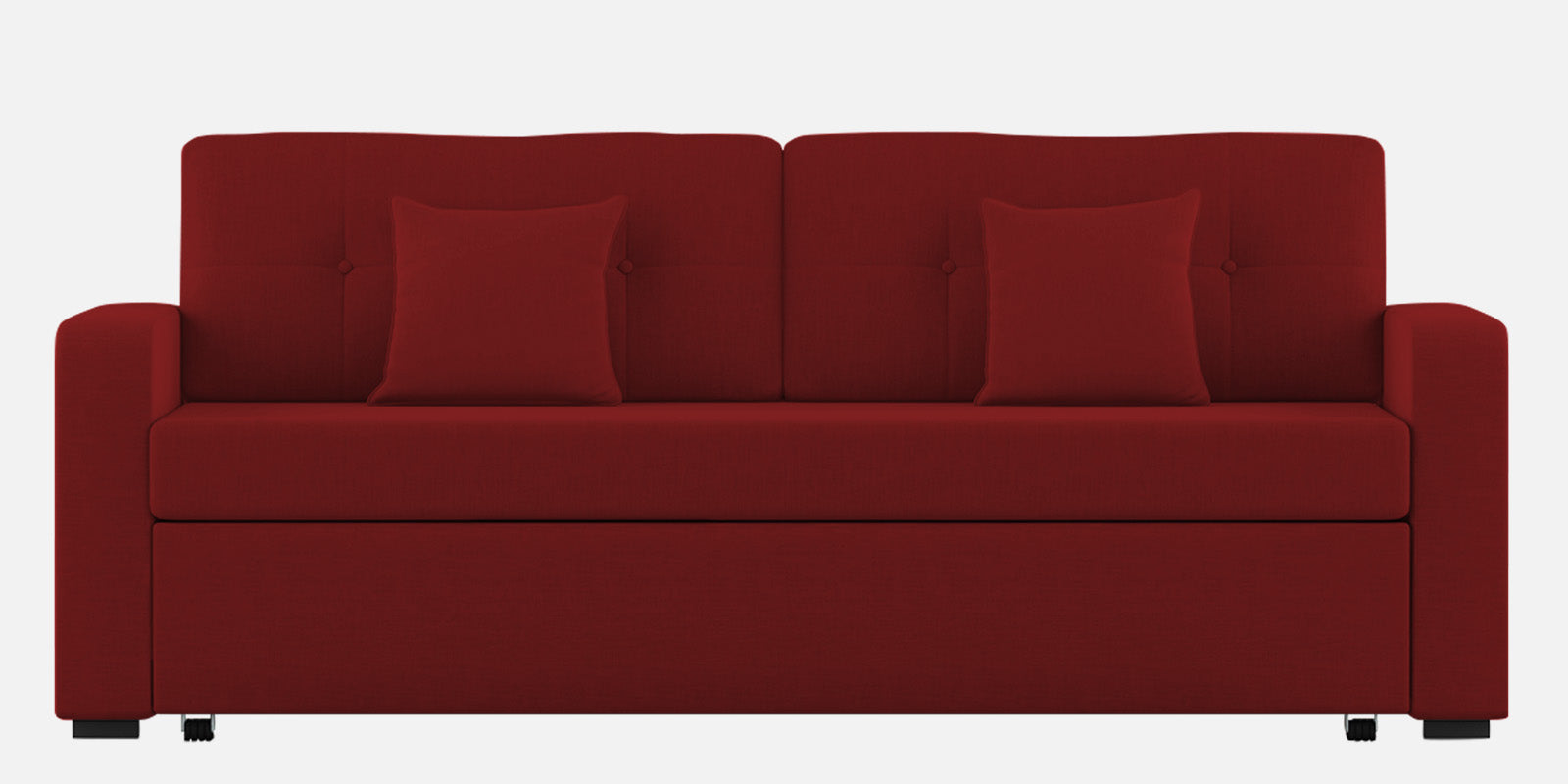 Rocky Fabric 3 Seater Pull Out Sofa Cum Bed In Blood Maroon Colour With Storage