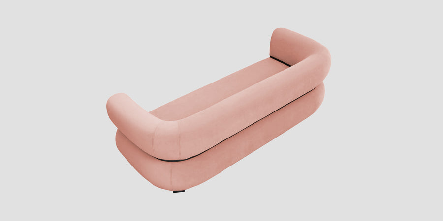 Kula Velvet 3 Seater Sofa In Blush Pink Colour - Febonic Living