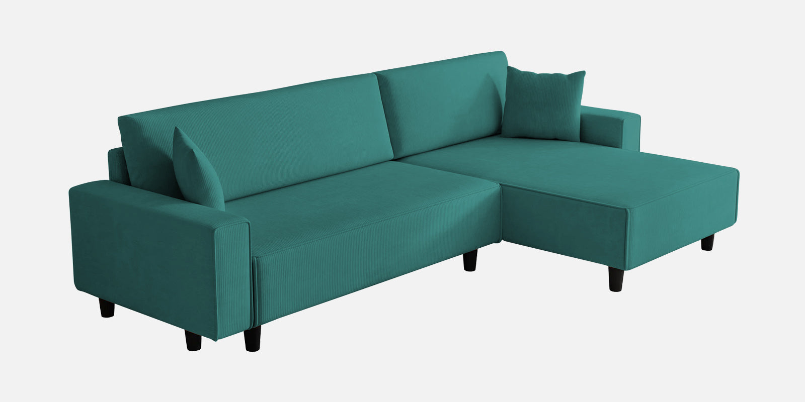 Peach Fabric RHS 6 Seater Sectional Sofa Cum Bed With Storage In Sea Green Colour