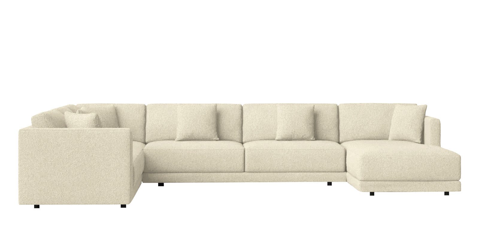 Carlin Fabric LHS 8 Seater Sectional Sofa In Ivory Beige Colour