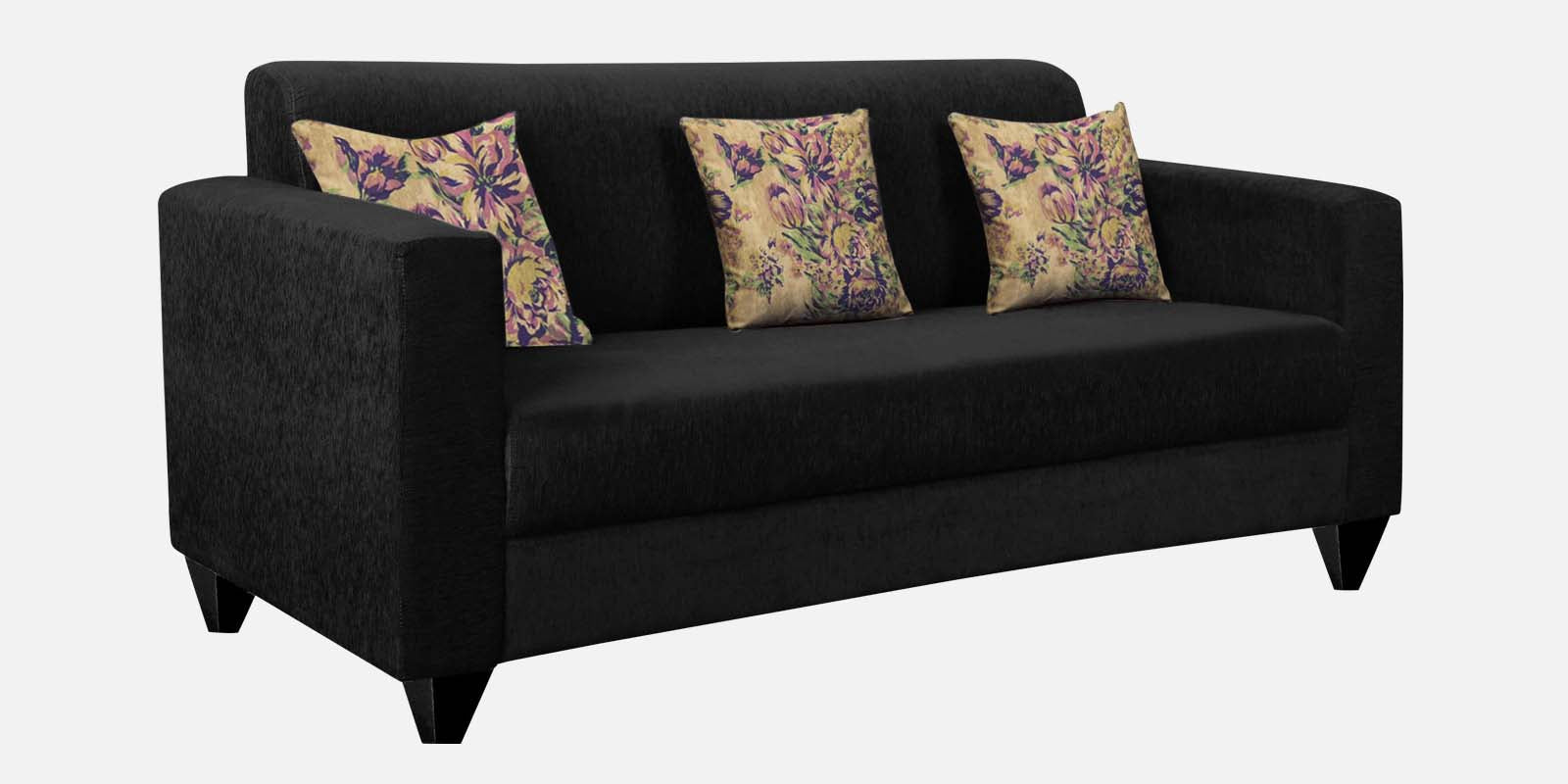 Lipu Fabric 3 Seater Sofa in Zed Black Colour