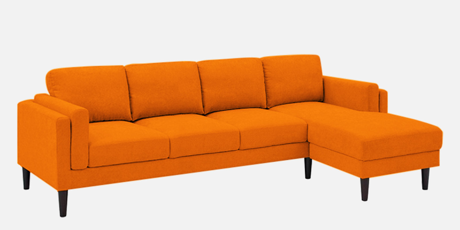 Creata Fabric LHS Sectional Sofa (3+Lounger) in Vivid Orange Colour by Febonic