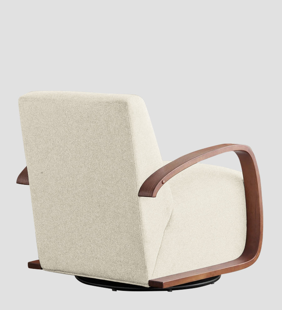 Balma Fabric Swivel Chair In Ivory Cream Colour - Febonic Living