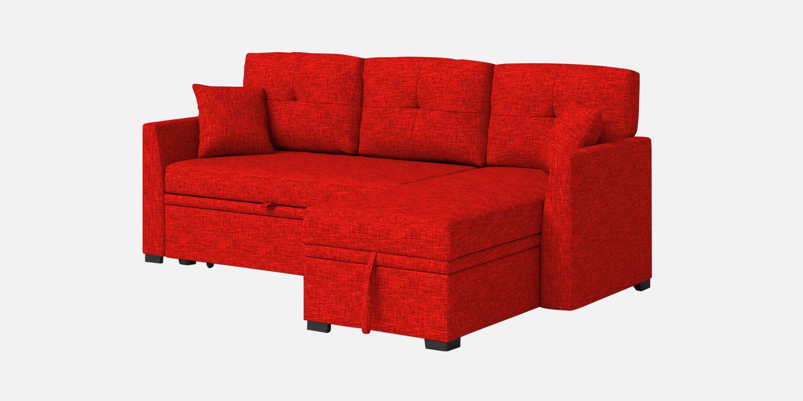 Jody Fabric 3 Seater Pull Out Sofa Cum Bed In Ruby Red Colour