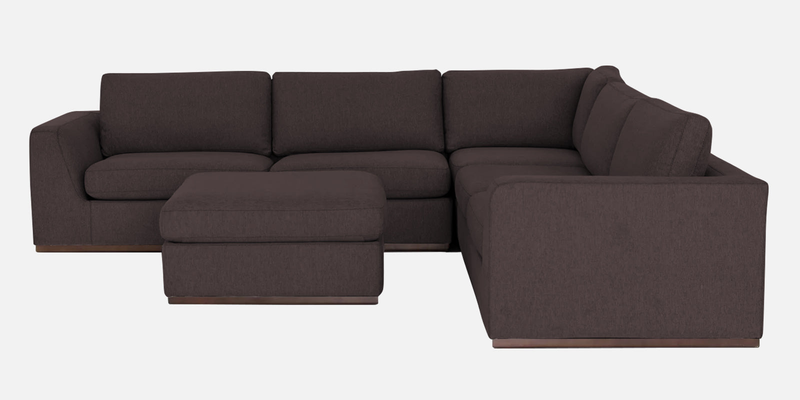 Freedom Velvet 6 Seater RHS Sectional Sofa In Mocha Brown Colour With Ottoman