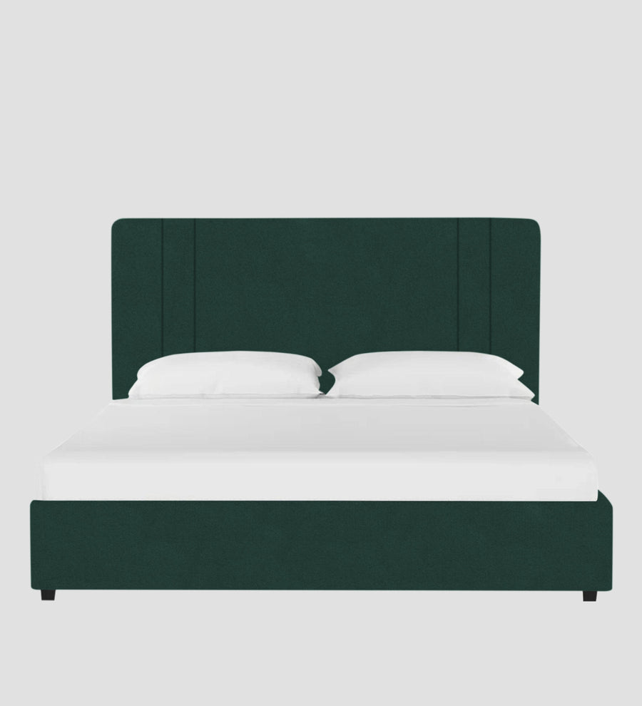 Asyra Velvet Upholstered King Size Bed In Forest Green Colour With Box Storage - Febonic Living