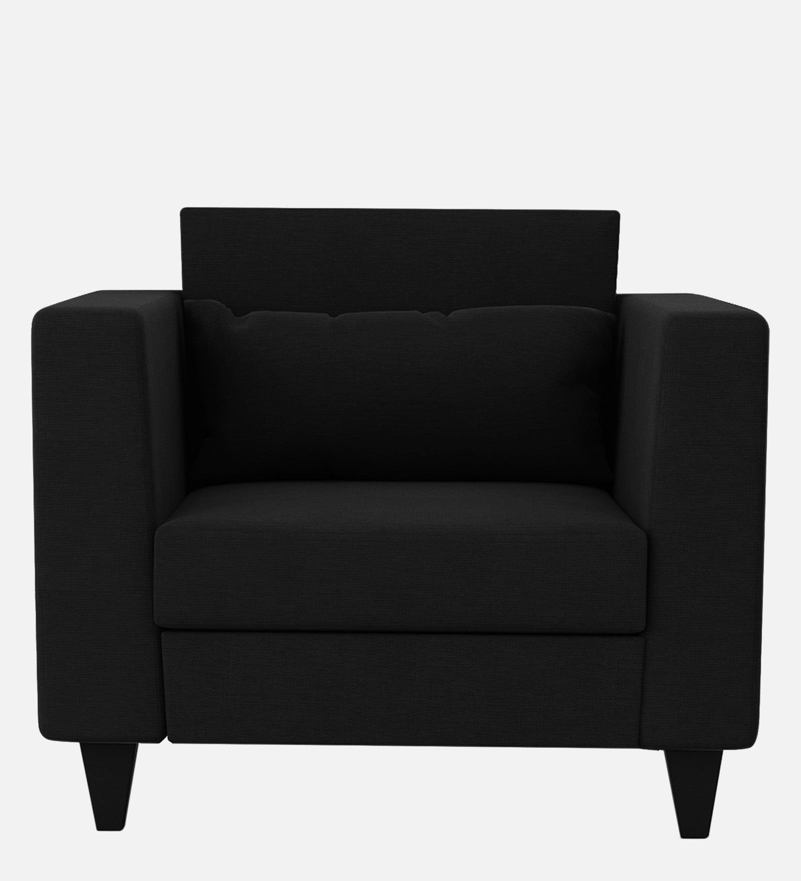 Nipul Fabric 1 Seater Sofa in Zed Black Colour