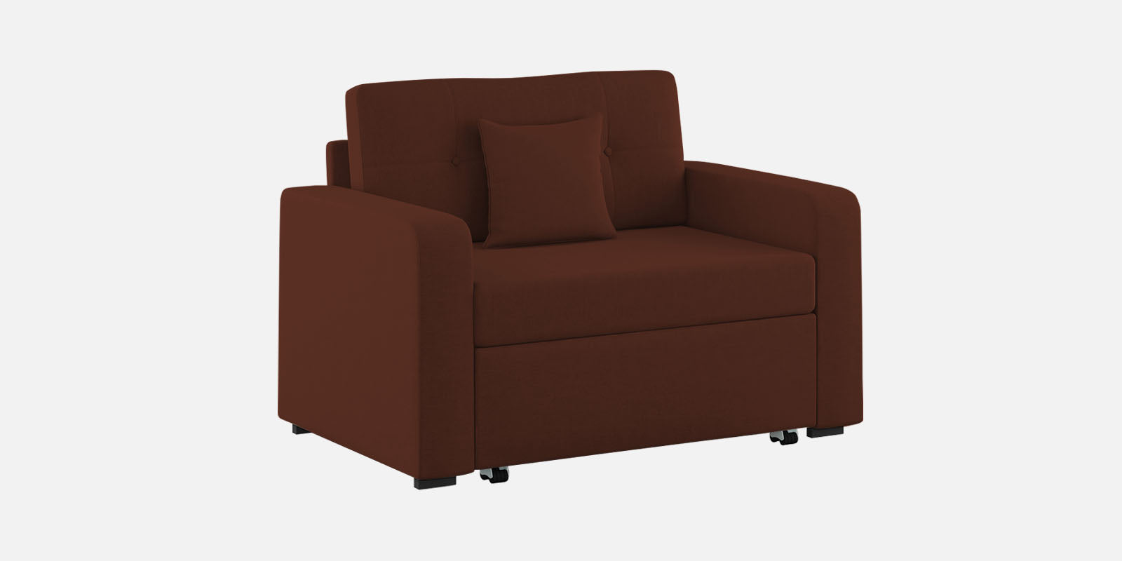 Rocky Fabric 2 Seater Pull Out Sofa Cum Bed In Coffee Brown Colour With Storage