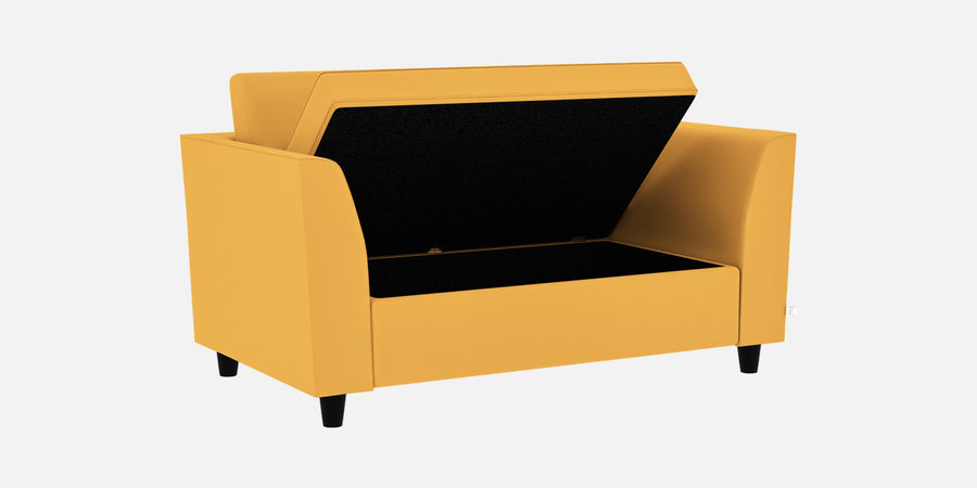 Bristo Velvet 2 Seater Sofa In Turmeric Yellow Colour With Storage - Febonic Living