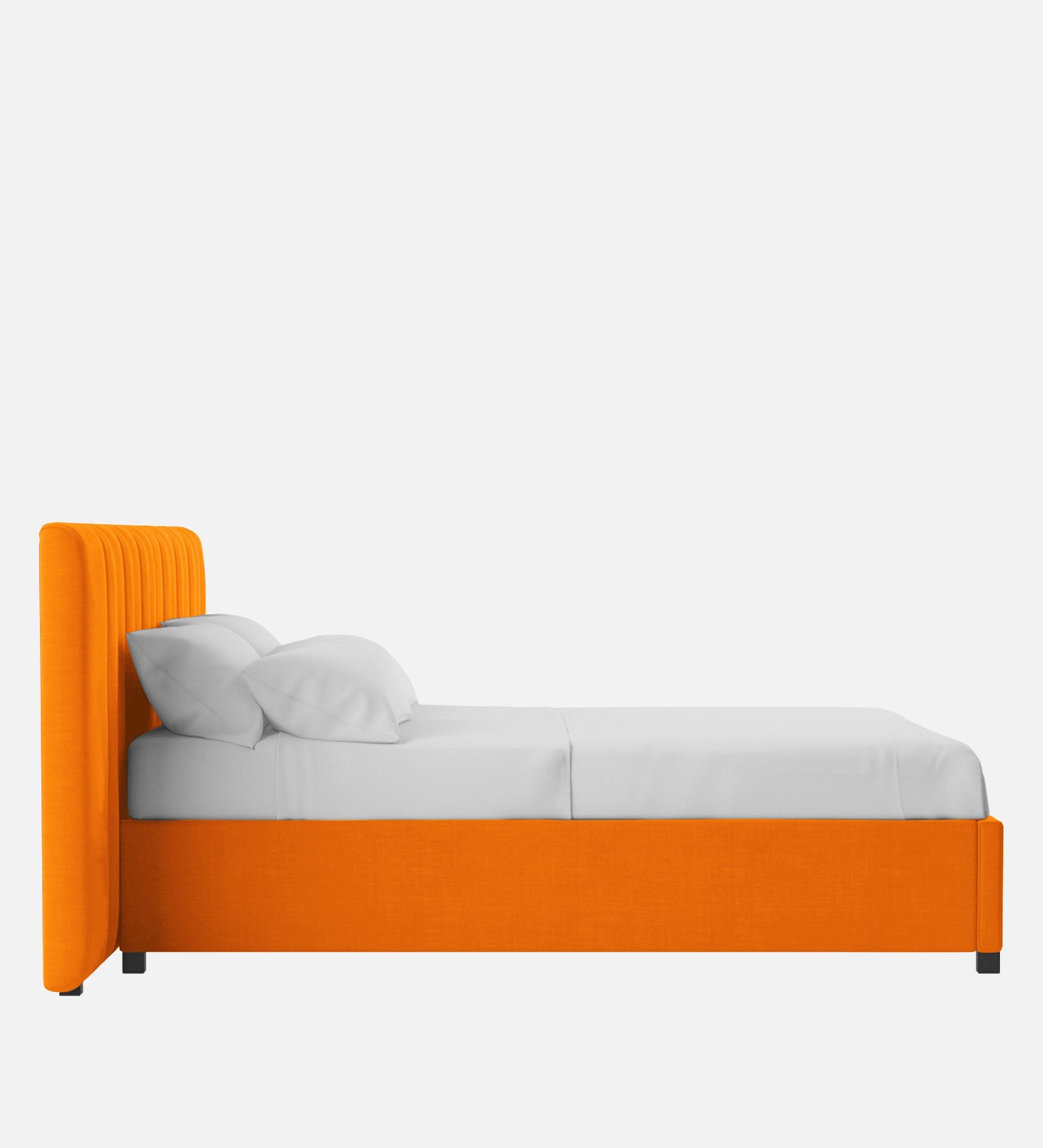 Nora Fabric Queen Size Bed In Vivid Orange Colour