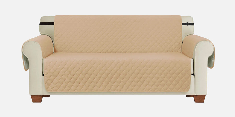 Bunny Velvet 3 Seater Quilted Sofa Cover In Winter Beige Colour - Febonic Living