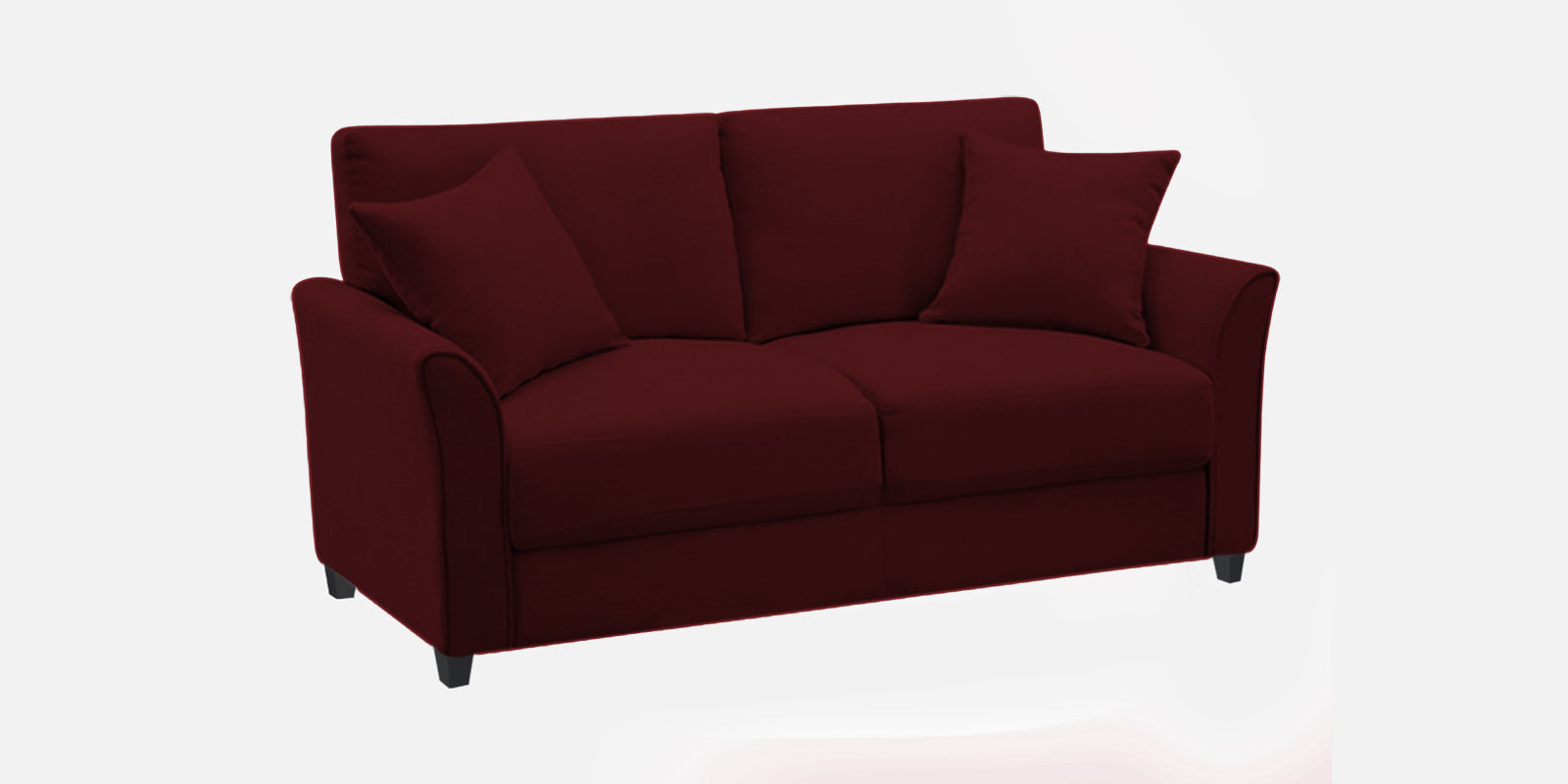 Daroo Velvet 2 Seater Sofa In Dark Maroon Colour