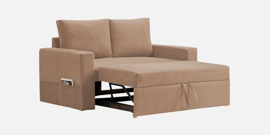 Kara Fabric 2 Seater Pull Out Sofa Cum Bed In Cosmic Beige Colour - Febonic Living