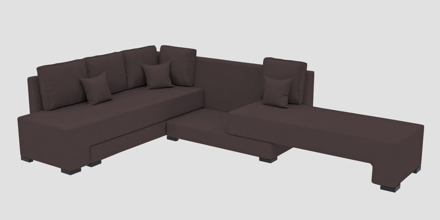 Corby Velvet Lhs 6 Seater Convertible Sofa Cum Bed In Mocha Brown Colour - Febonic Living