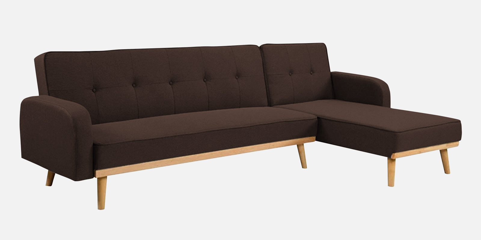 Zuno Fabric RHS Sectional + Sofa Cum Bed In Coffee Brown Colour