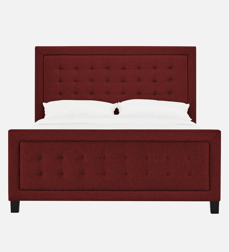 Kaster Fabric Upholstered Queen Size Bed In Blood Maroon Colour - Febonic Living