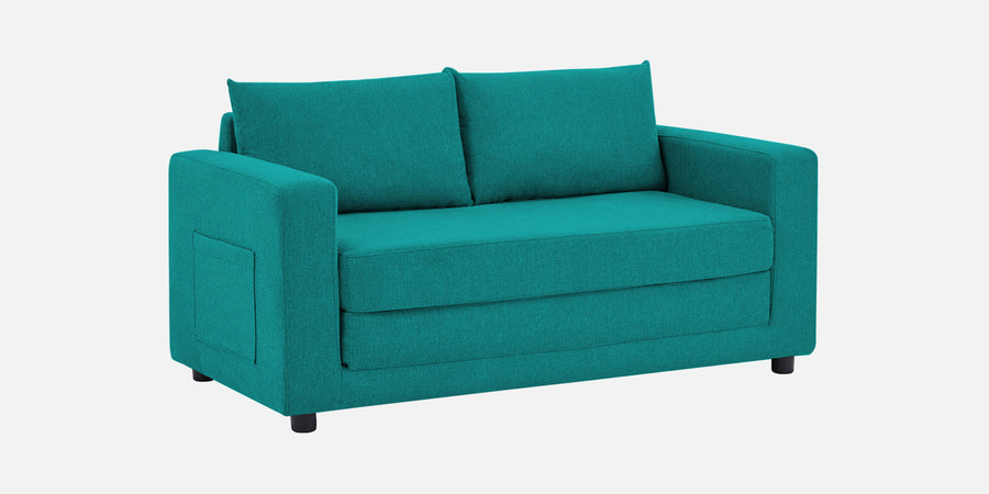 Roman Fabric 3 Seater Foldable Sofa Cum Bed In Sea Green Colour With Usb Port - Febonic Living