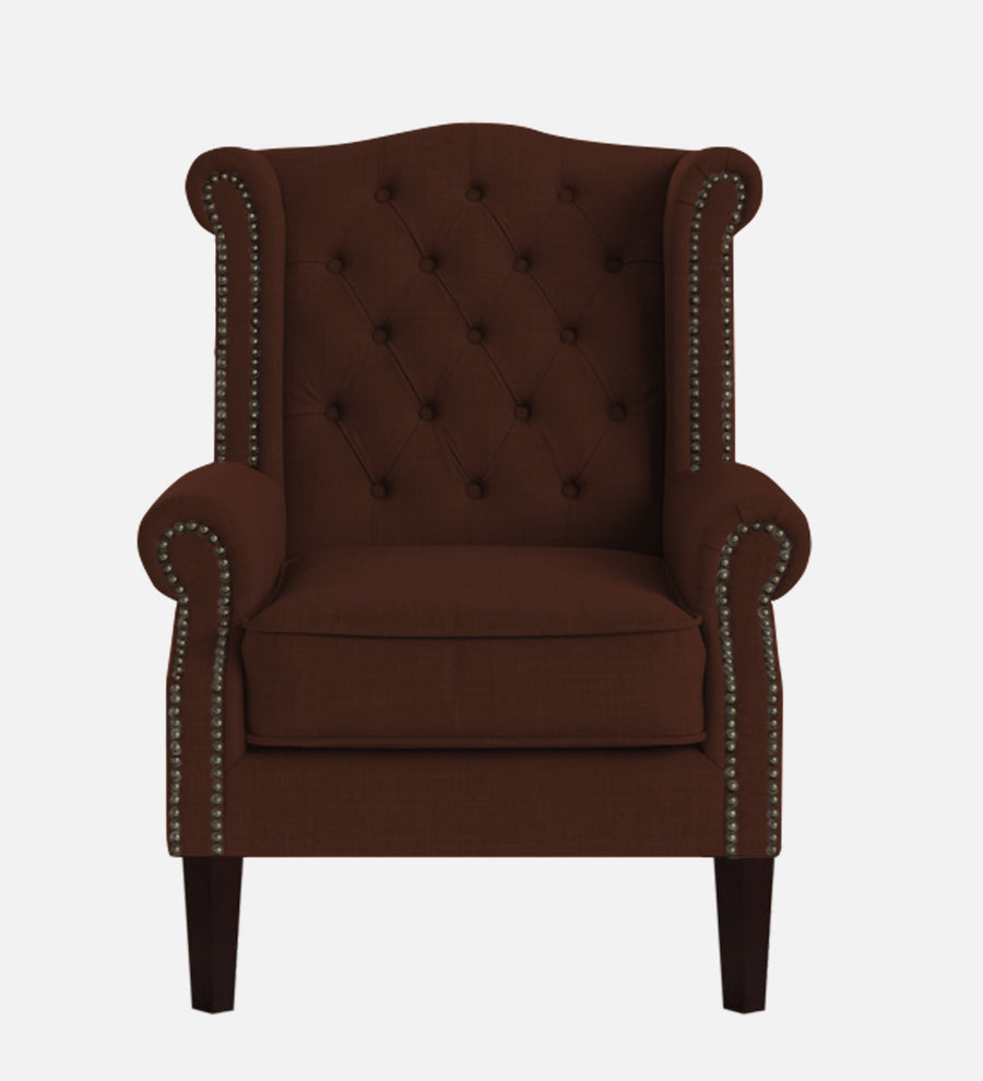 Nottage Fabric Wing Chair In Coffee Brown Colour - Febonic Living
