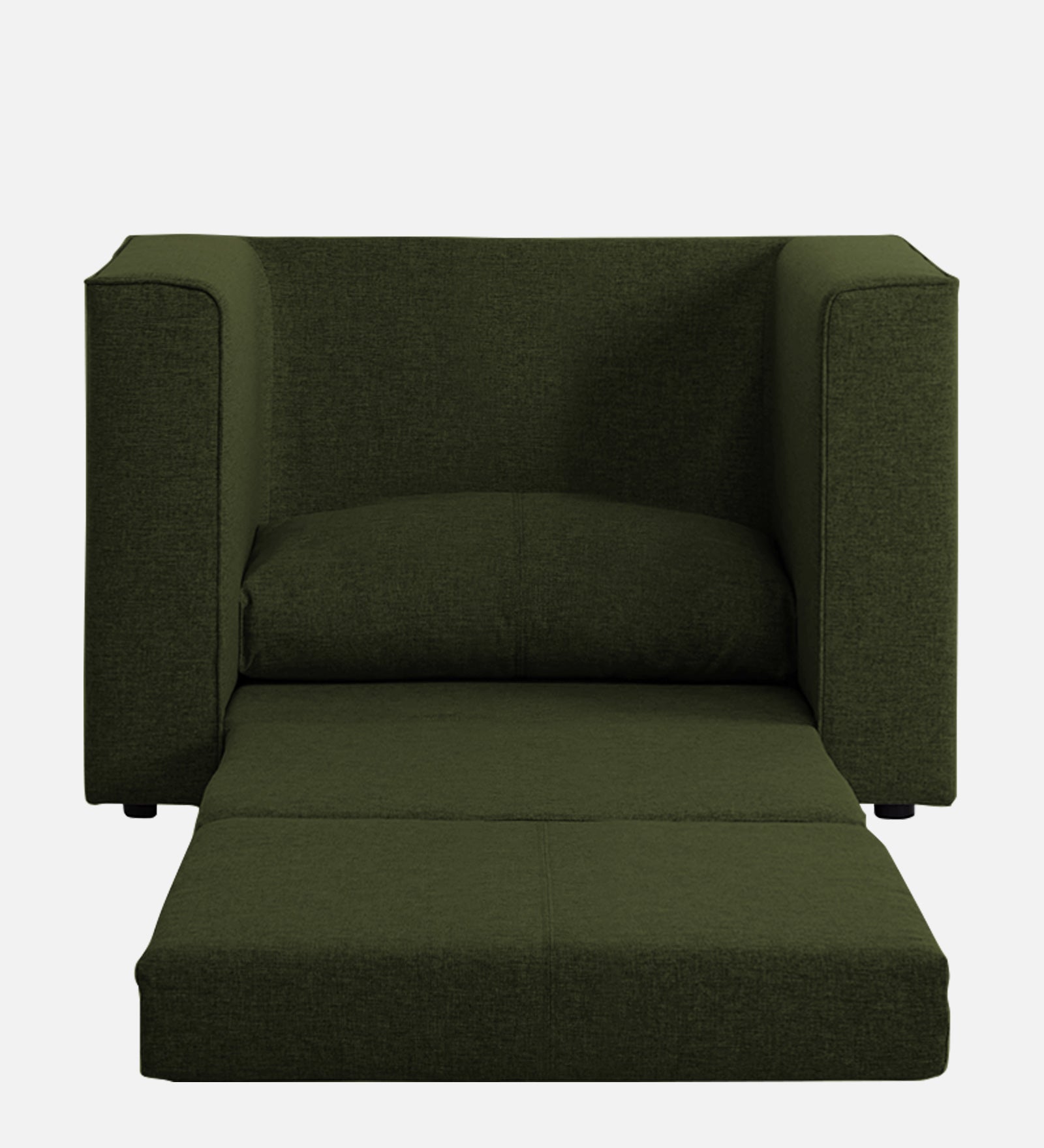 Kenia Fabric 1 Seater Convertible Sofa Cum Bed in Olive Green Colour