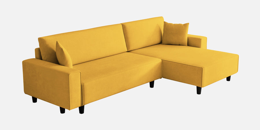 Peach Fabric Rhs 6 Seater Sofa Cum Bed With Storage In Bold Yellow Colour - Febonic Living