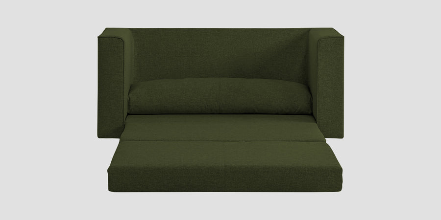 Kenia Fabric 3 Seater Foldable Sofa Cum Bed In Olive Green Colour - Febonic Living
